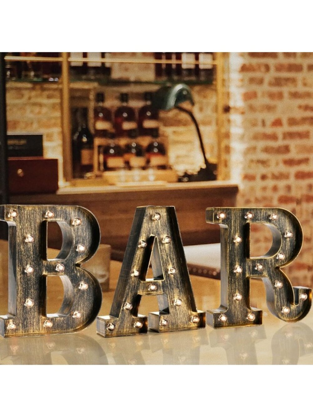 LED Vintage Light Up Bar Sign - Illuminated Marquee Home Decor - Battery